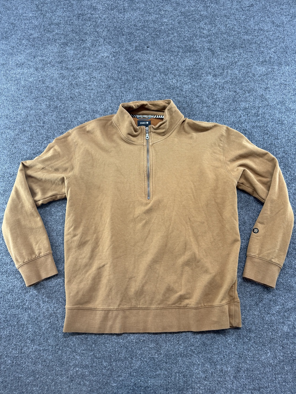 Stance Sweatshirt Mens Large Brown ButterBlend Fleece 1/4 Zip Mock Neck Pullover